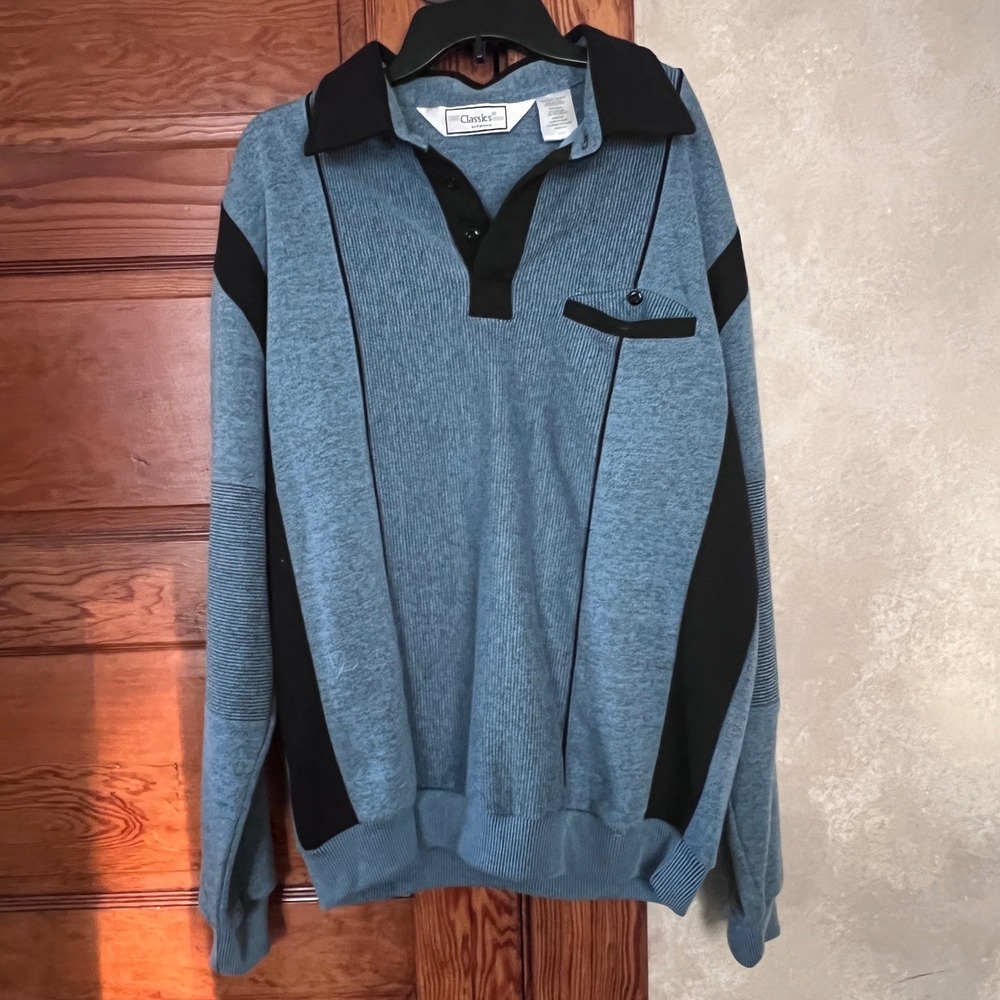 Vintage Classics by Palmland Men's 80'Retro Grandpacore Polo Sweatshirt Size M